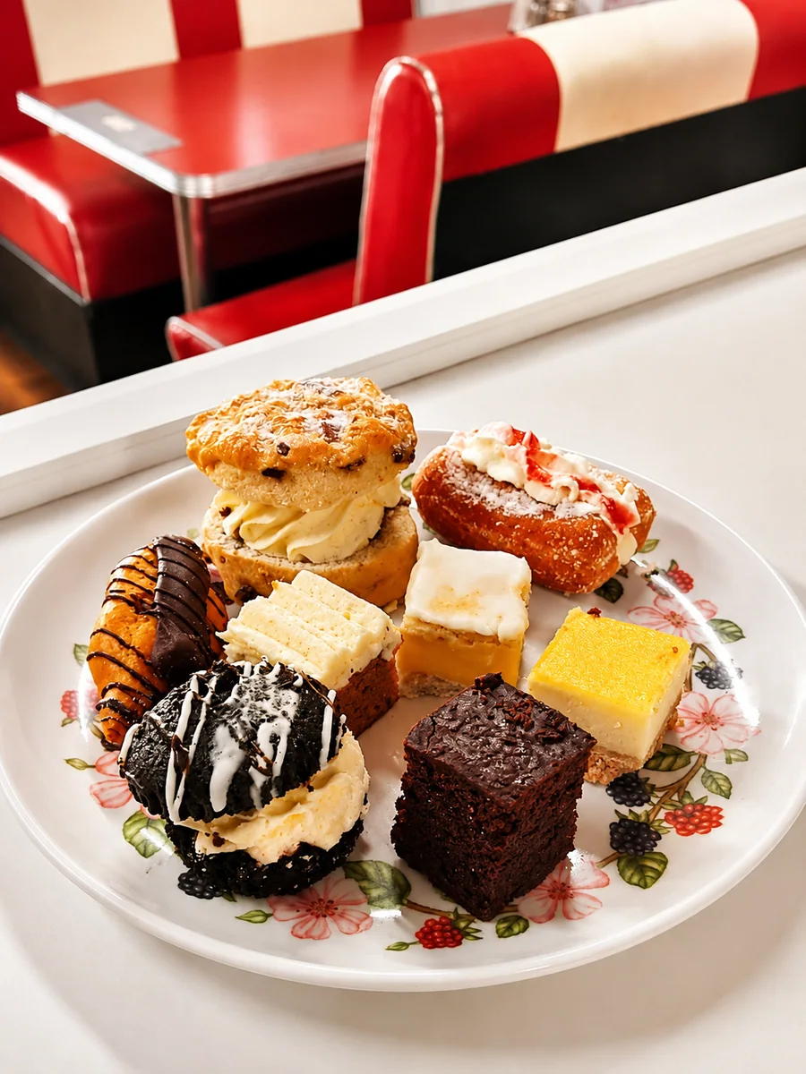 A plate of assorted cakes and sweet bakes